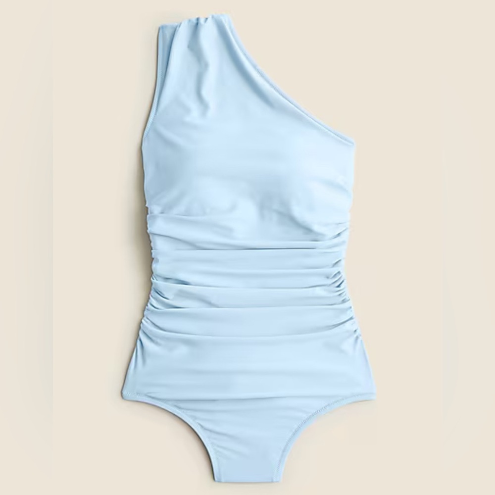 J Crew Blue Mist One-Shoulder Swimsuit